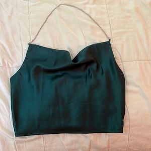 Cropped Cowl Neck Top